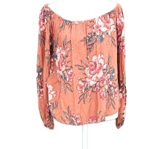Billabong 100% rayon floral off shoulder top, size S.